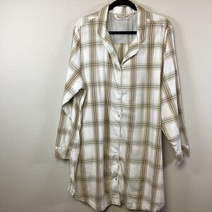 Soft Surroundings Shirt Womens 3X Pajama Night Divine Plaid Long Sleeve Button